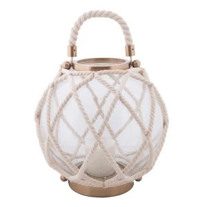 Подсвечник-фонарь стеклянный белый в оплетке большой 32 см UNICO  255474 Белый