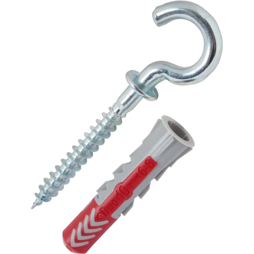 Дюбель универсальный DuoPower 10x50 мм, крюк-полукольцо, 2 шт FISCHER STLM-2047844