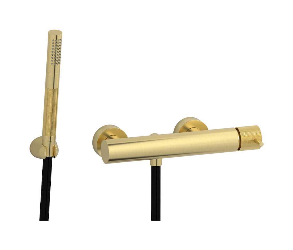 Встроенный смеситель для душа в комплекте с душевым гарнитуром. WE ARE IB id350is Brushed Pale Gold Industria