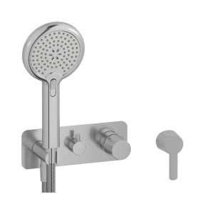 Внешние части встроенного в стену смесителя на 2 потребителя в комплекте с душевым гарнитуром. WE ARE IB aa220cc Brushed Nickel TAAAC