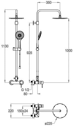 Fir Italia Настенная душевая стойка с ручным душем Colonne doccia 8462106 - Вид №1