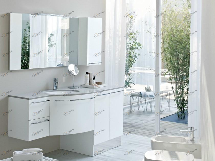 Ideagroup Тумба под умывальник керамическая с дверцами и шкафом с ящиками My fly evo sun-id-1502692