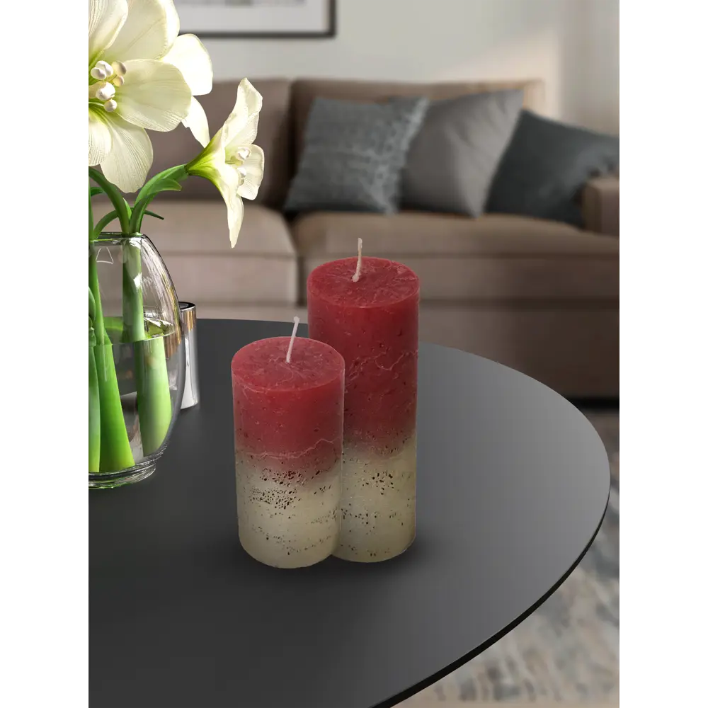 Santreyd: Свеча-столбик «Рустик» в красно-золотом оттенке 83305495 STLM-0040301 - Вид №3