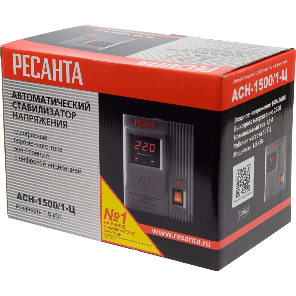 Стабилизатор напряжения Ресанта АСН- 1 500/1-Ц 1.5 кВт STLM-2018816 - Вид №8