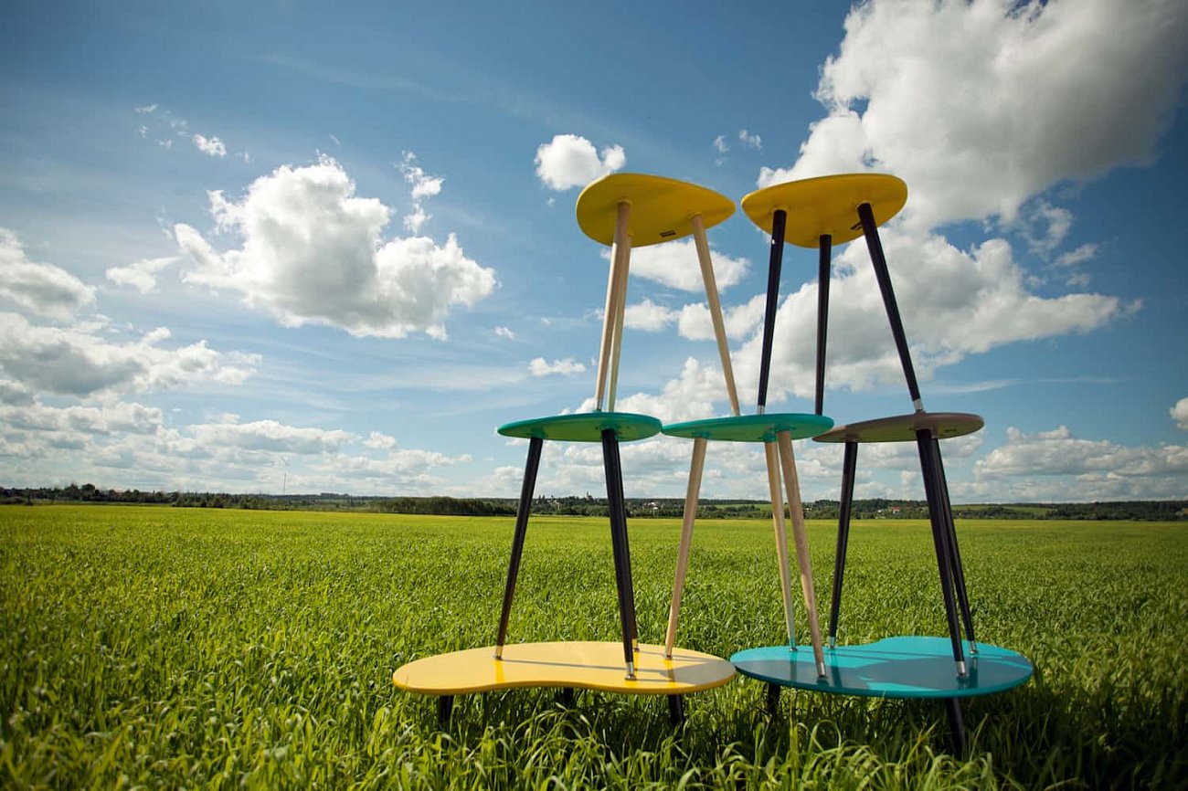 Кофейный столик с черными ножками желто-горчичный "Капля" WOODI  00-3966495 Желтый  - Вид №17