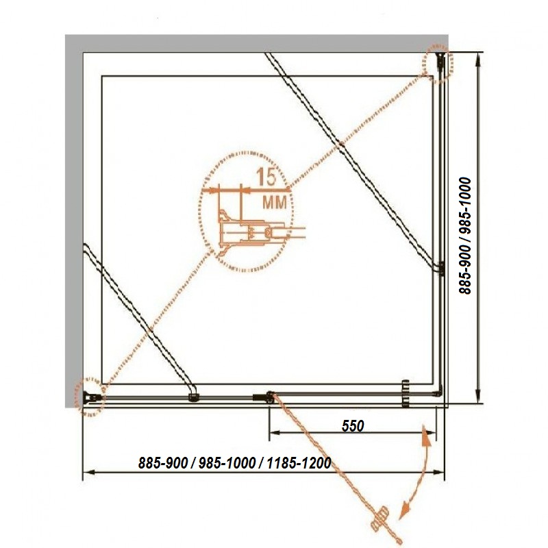 Душевой уголок CEZARES ROYAL PALACE-A-A-12-100-CP-Br - Вид №1
