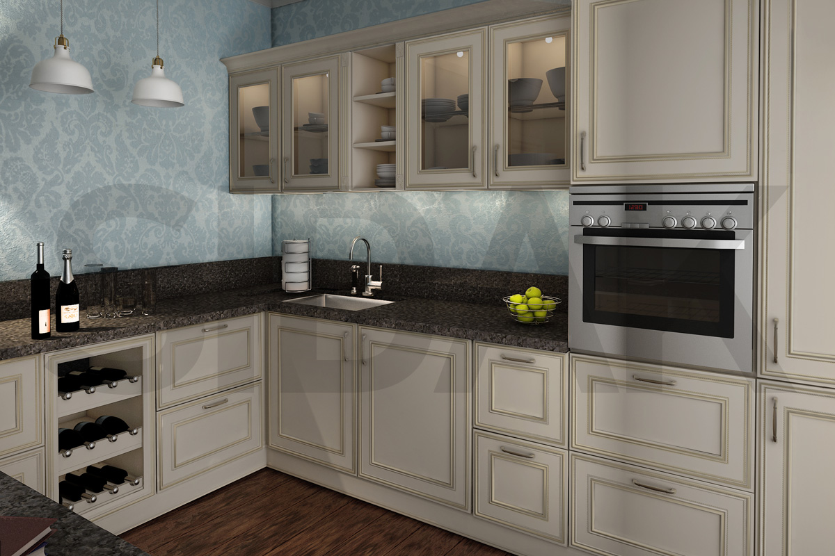 Фасады для кухни Классика Фрезеровка «Брэдфорд» 201 Графитовый SIDAK SIST3425-7740 - Вид №1