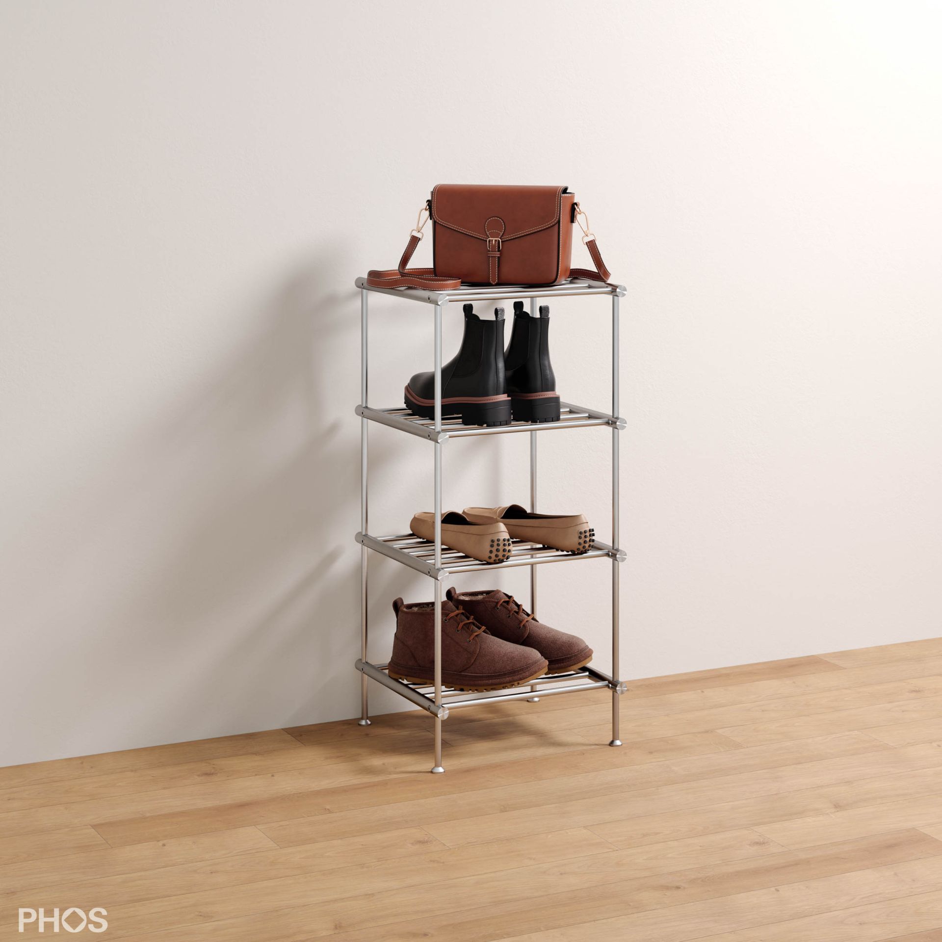 SR400-4 Полка для обуви узкая и высокая, 4 уровня, ширина 40 см. PHOS 