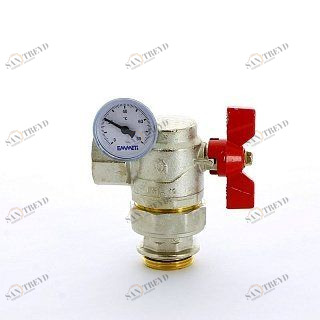 Кран сгон угловой НВ 1' с термометром для коллектора бабочка 2 шт Progress EMMETI 1306264