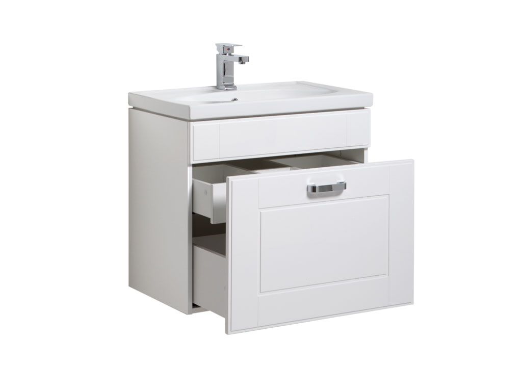 Тумба с раковиной Aquanet Рондо 60 белый (1 ящик) 0018915800185476 - Вид №1