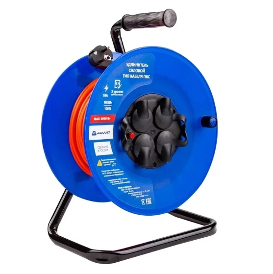 Удлинитель силовой АТЛАНТ ПВС 3500 черный/синий 9121826 STDN-0067919