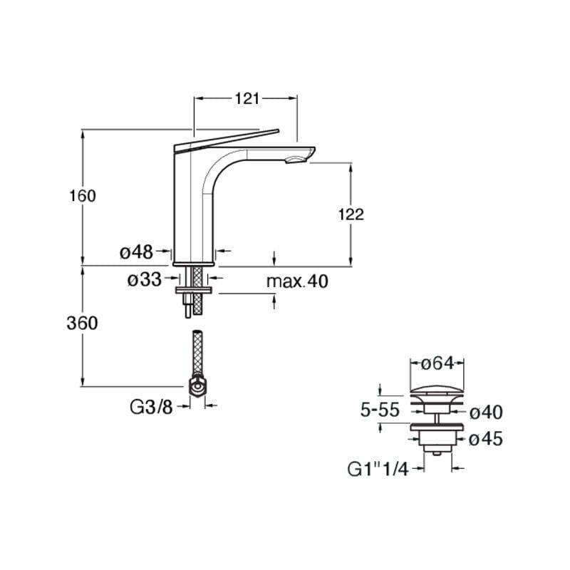 Однорычажный смеситель для раковины CRISTINA Rubinetterie Blade ARCH-00114672 - Вид №2