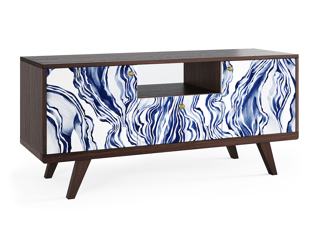 Тумба под телевизор с ящиком белая с синим Thimon THE IDEA  210236 Коричневый;синий  - Вид №1