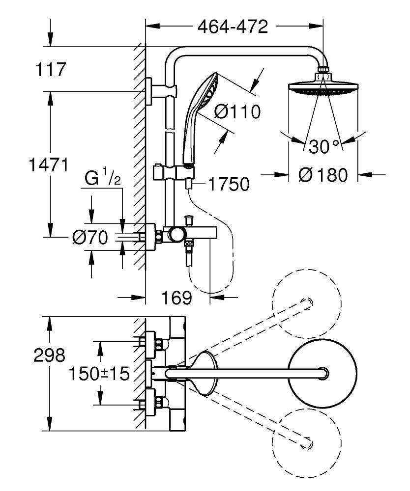 27475000 Душевая система Grohe Euphoria хром - Вид №1