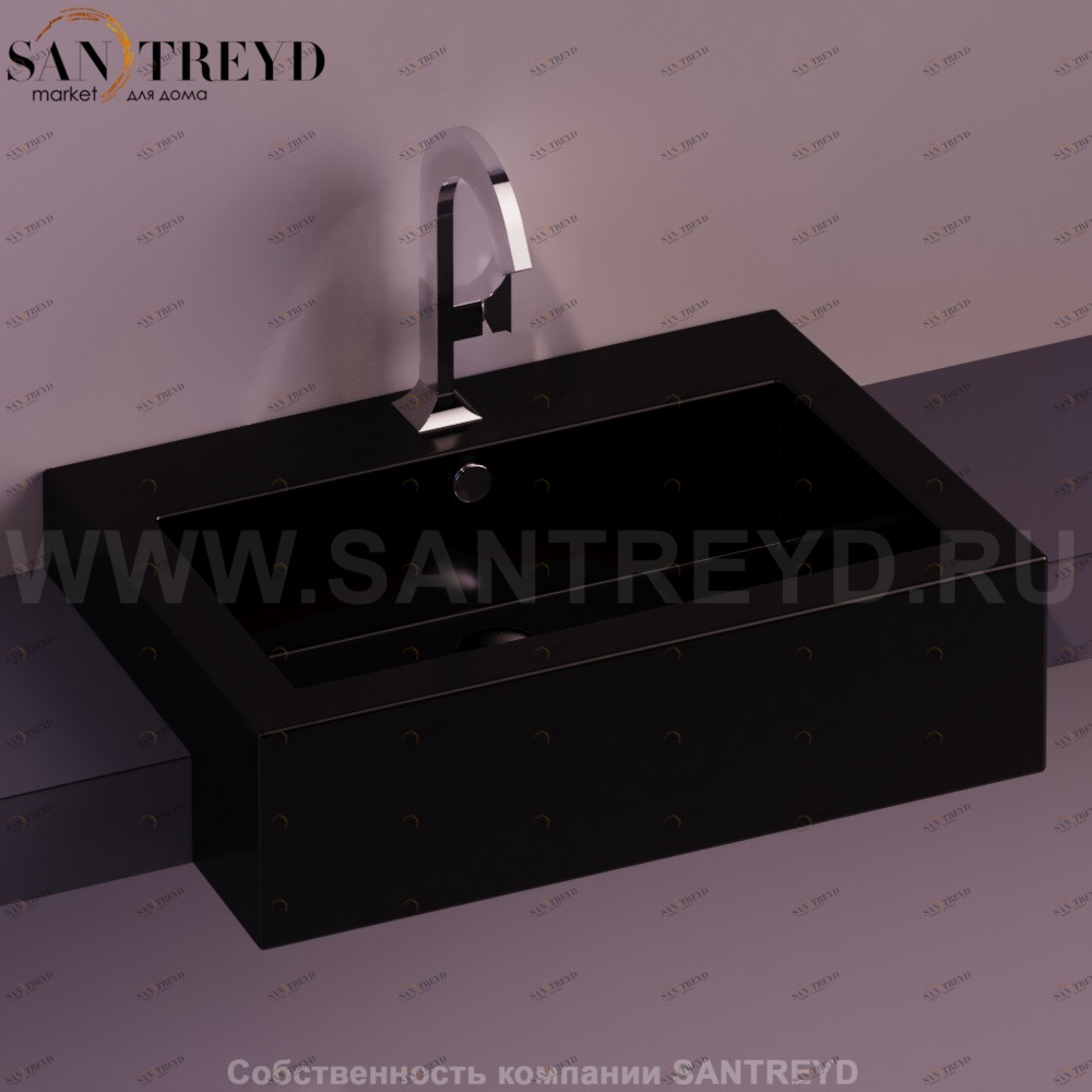 FZ15.Nero Полувстраиваемая раковина консольная 50 см черная Simas Frozen FZ15NERO