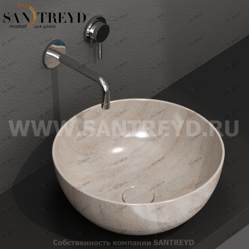 B6T37SB Накладная раковина на столешницу  круглая Ceramica Globo T-EDGE