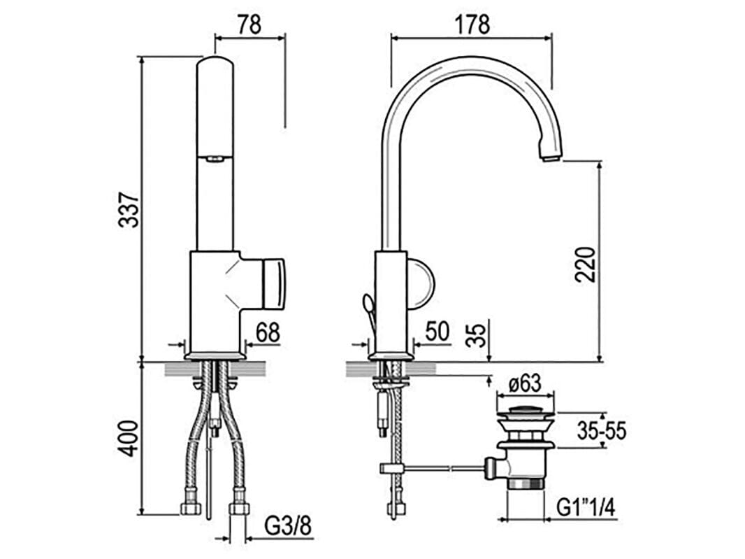 Однорычажный смеситель для раковины GUGLIELMI RUBINETTERIE AG ARCH-00098785 - Вид №1
