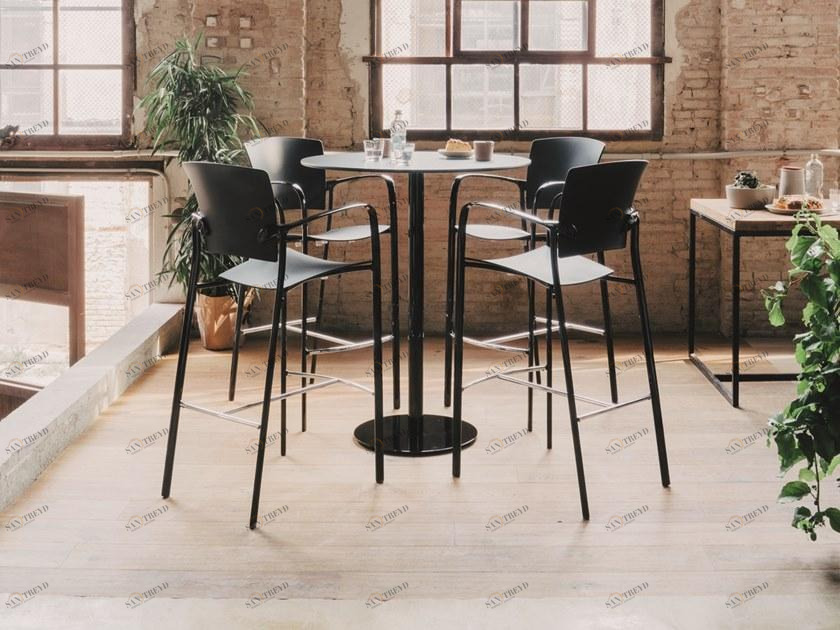 ENEA Высокий стол со стальным основанием и столешницей из hpl Punto sun-id-1420587