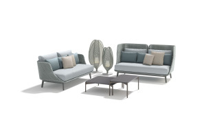 3-местный тканевый садовый диван с высокой спинкой