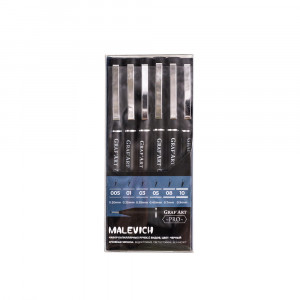 196900 Набор капиллярных ручек Graf Art Art PRO от 0.2 до 0.7 мм 6 шт. ассорти мм ЧЁРНЫЙ Малевичъ