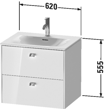 BR431001818 Тумбочка подвесная Brioso #BR4310 620 x 479 мм Белый матовый, декор Duravit - Вид №1