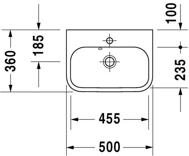0710500060 Подвесная раковина настенная овальная Duravit Happy D.2 - Вид №2
