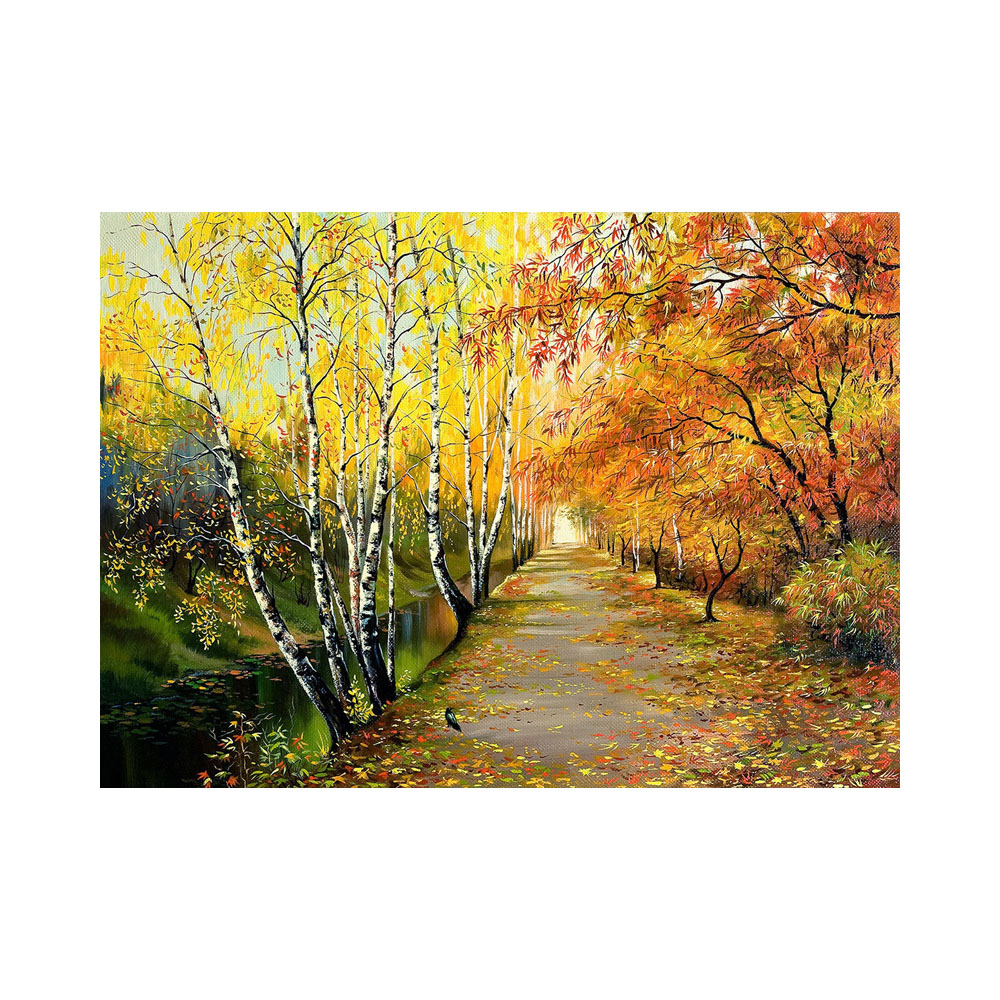 4229 Канва/ткань с рисунком Рисунок на шелке 37 см х 49 см "Танец берез" Матренин посад 