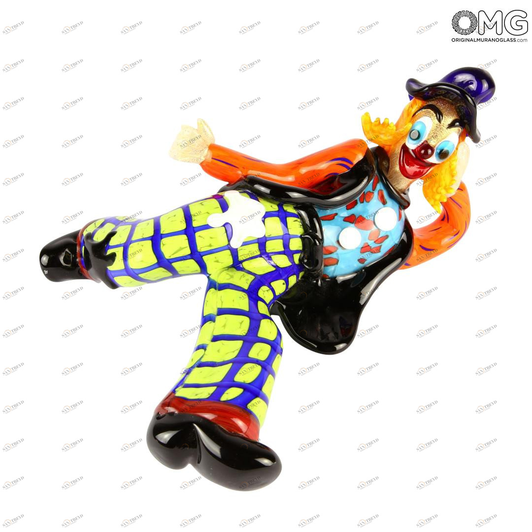 2570 ORIGINALMURANOGLASS Статуэтка Клоун на полу - муранское стекло OMG 30 см 