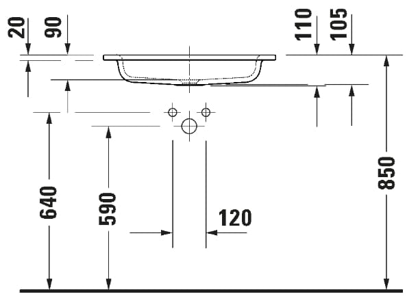 Прямоугольный керамический одношаговый умывальник Duravit Sivida ARCH-00074382 - Вид №3