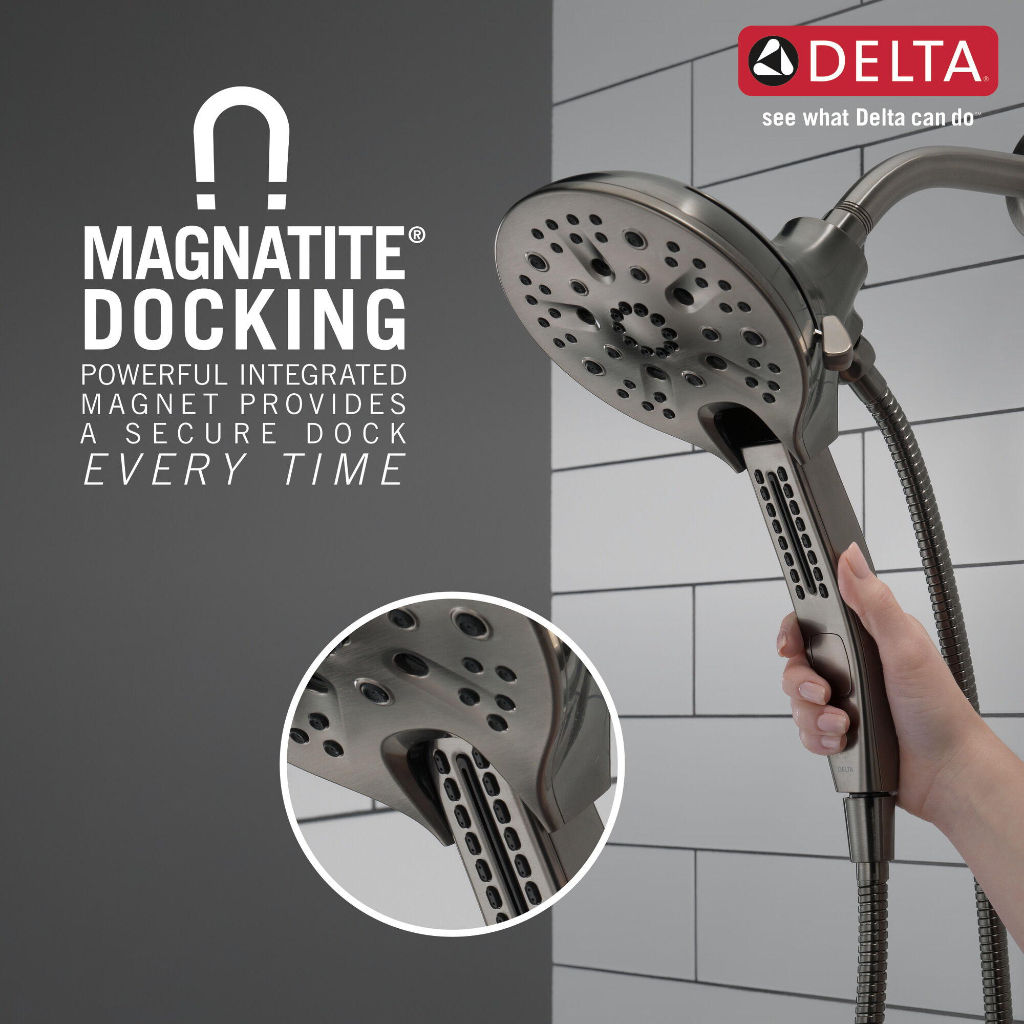 58620-KS25-PK In2ition® H2Okinetic® Душ два в одном с 5 настройками Delta Faucet Universal Showering Черный нержавеющий  - Вид №2