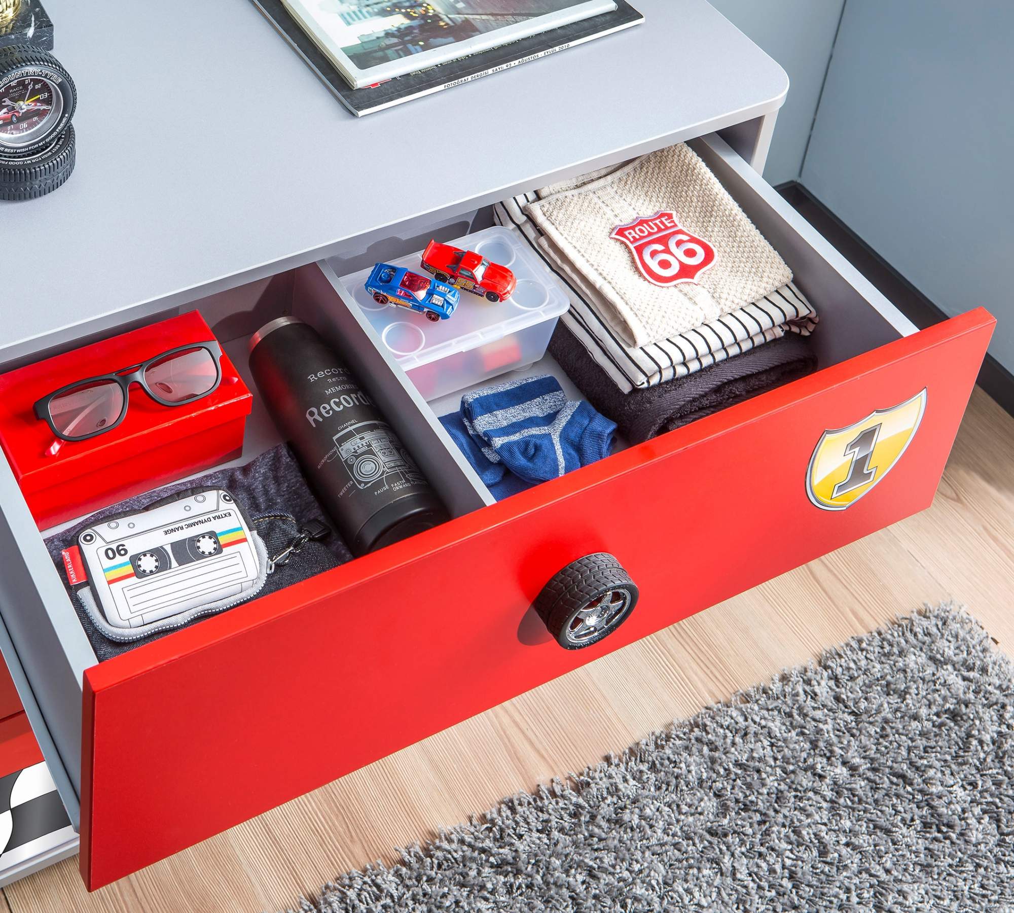 Комод с 3 ящиками детский красный Race Сup CILEK RACE CUP 00-3832251 Красный;серый Santreyd  - Вид №2