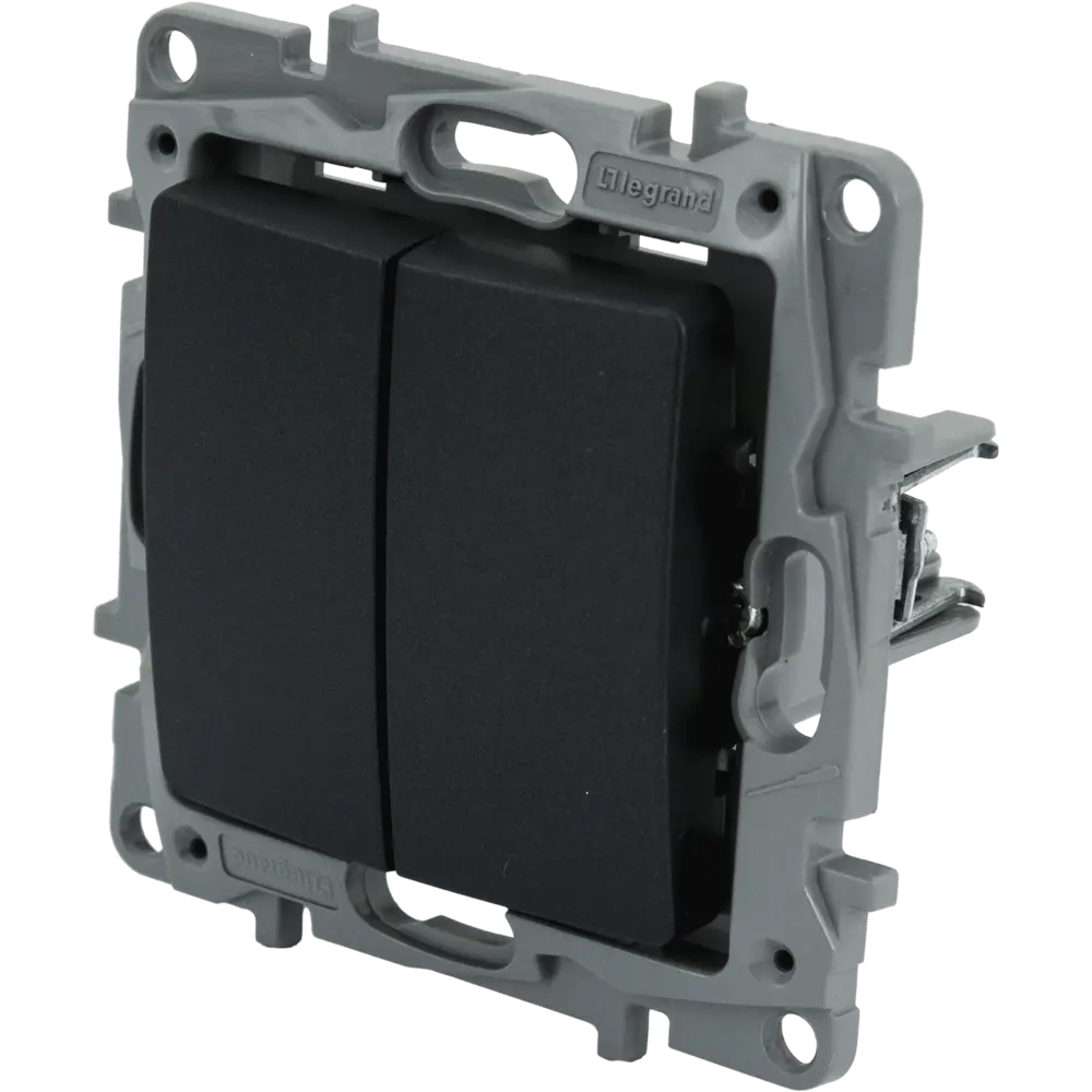 Legrand Etika: двухклавишный выключатель с подсветкой в стиле антрацит 82496733 STLM-0028736