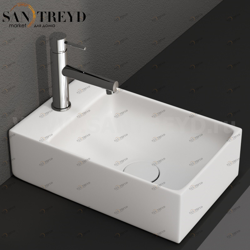 B6R40BO Подвесная раковина настенная прямоугольная Ceramica Globo T-EDGE белая