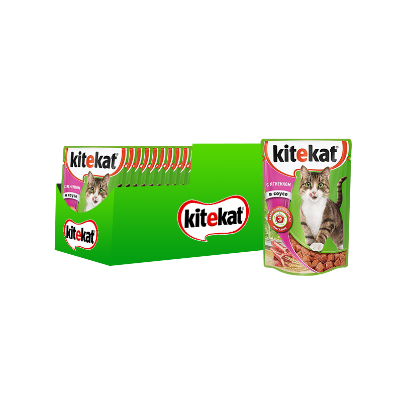 ПР0051327*28 Корм для кошек ягненок в соусе пауч. 85г (упаковка - 28 шт) Kitekat 