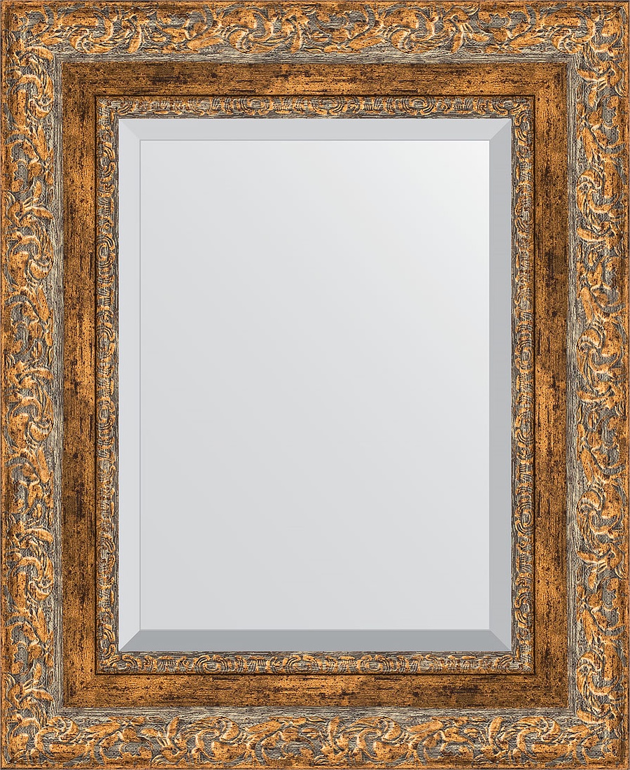BY 3358 Зеркало с фацетом в багетной раме - виньетка античная бронза 85 mm EVOFORM Exclusive