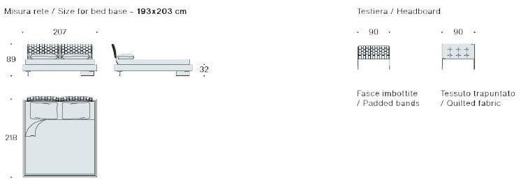 Saba Italia Двуспальная кровать из ткани с мягким изголовьем Limes sun-id-1442568 - Вид №7