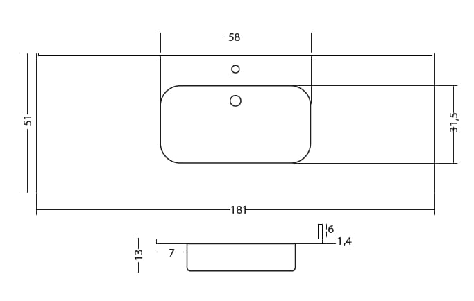 Встраиваемый умывальник из смолы Gaia Mobili Complements ARCH-00028734 - Вид №4