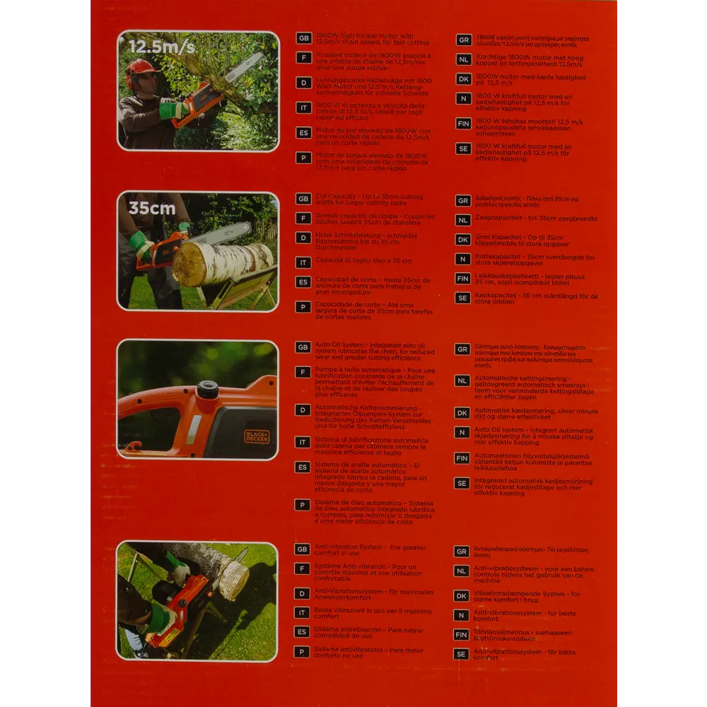 Электропила Black Decker 1800 Вт шина 35 см BLACK + DECKER STLM-2137586 - Вид №3