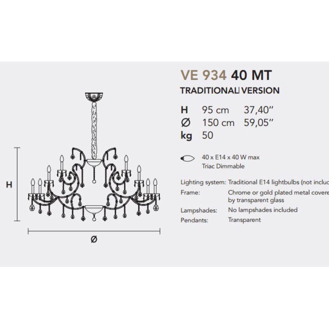 Masiero VE 934/40 люстра подвесная большая Maria teresa ve93440 - Вид №1