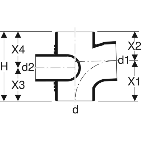 308.871.14.1 Крестовина Geberit Silent-db20, правая со смещенным впуском и дополнительным отводом 88,5° Geberit  - Вид №3