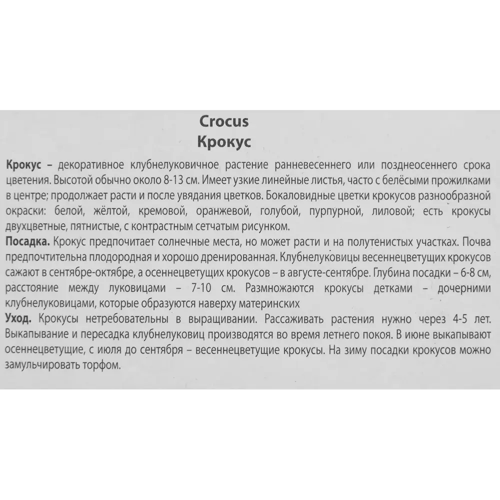 Крокус ботанический Эдванс луковица 5/7, 10 шт. 88294627 STLM-2192498 Santreyd  - Вид №2