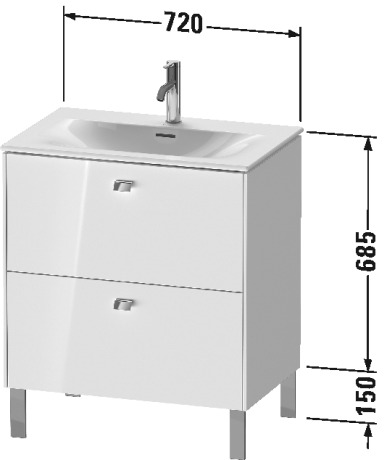 BR451104949 Brioso Тумбочка напольная Графит матовый, декор Duravit - Вид №1