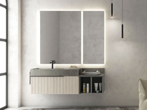 Деревянный одиночный подвесной умывальник с держателем для полотенец