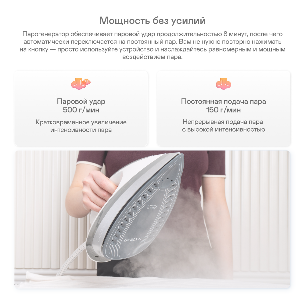 9221239 Парогенератор Garlyn GST-10 Pro белый STDN-0105378 - Вид №6