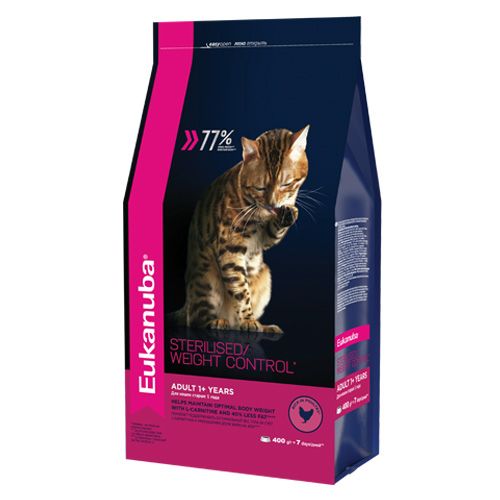 ПР0033750 Корм для кошек для стерилизованных или имеющих избыточный вес, курица сух. 400г Eukanuba 