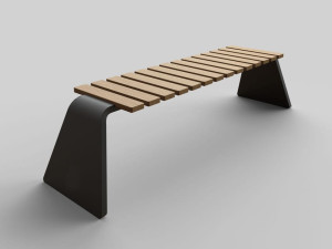 Стальная и деревянная скамья без спинки