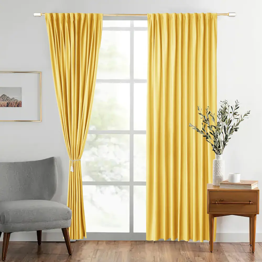 Santreyd Velvet: Желтая бархатная ткань для штор 280 см 89353521 STLM-1024227 - Вид №3