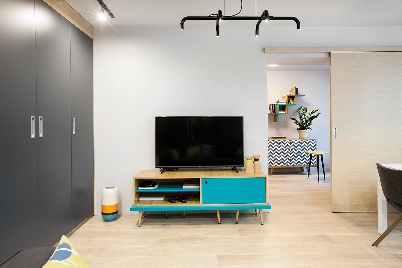 Тумба под телевизор с деревянными ножками оранжевая TiWi WOODI  00-3965885 Бежевый;оранжевый  - Вид №4