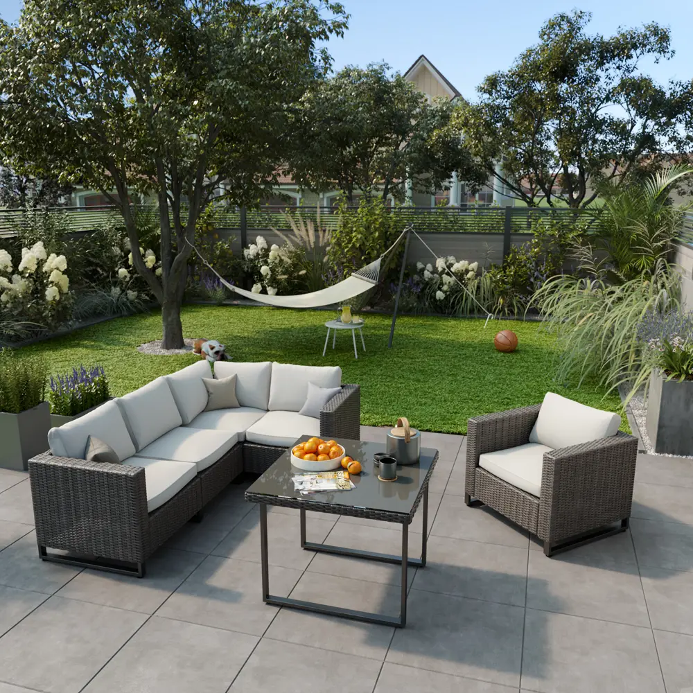 Секция угловая Naterial Noa Fix 68x62x68 см, искусственный ротанг, серый/черный Товар без серии STLM-2054200 - Вид №14