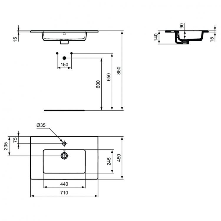 E053501 Раковина 71x45 см Ideal Standard TEMPO - Вид №2